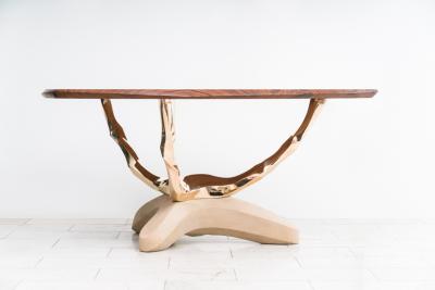 Markus Haase Markus Haase Bronze Walnut and Limestone Foyer Table USA 2022