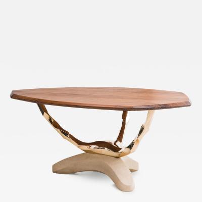 Markus Haase Markus Haase Bronze Walnut and Limestone Foyer Table USA 2022