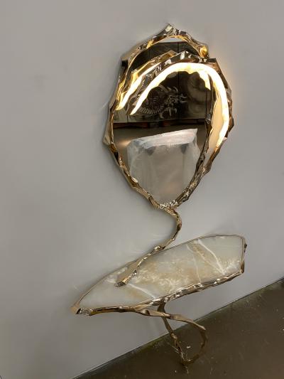 Markus Haase Markus Haase Bronze and Marble Console with Bronze Mirror DE