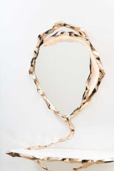 Markus Haase Markus Haase Bronze and Onyx Console with Bronze Mirror DE 2020