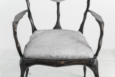 Markus Haase Markus Haase Faceted Bronze Patina Dining Chair with Arms USA 2019