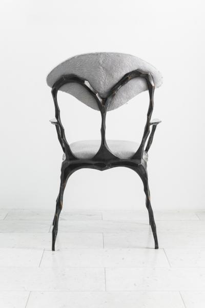 Markus Haase Markus Haase Faceted Bronze Patina Dining Chair with Arms USA 2019