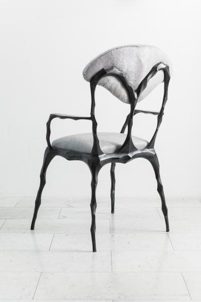 Markus Haase Markus Haase Faceted Bronze Patina Dining Chair with Arms USA 2019