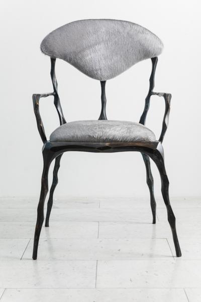 Markus Haase Markus Haase Faceted Bronze Patina Dining Chair with Arms USA 2019