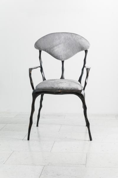 Markus Haase Markus Haase Faceted Bronze Patina Dining Chair with Arms USA 2019
