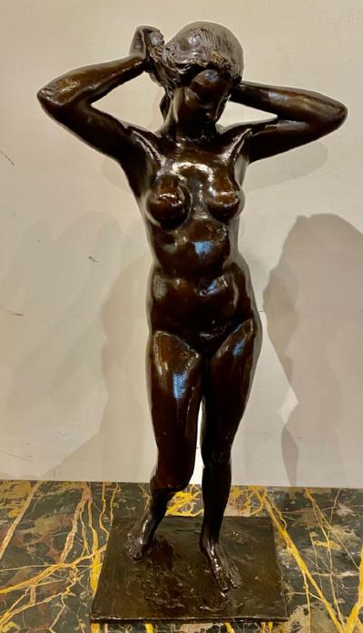 Marnix D Haveloose Art Deco Bronze Female Statue by Belgian Artist M DHaveloose