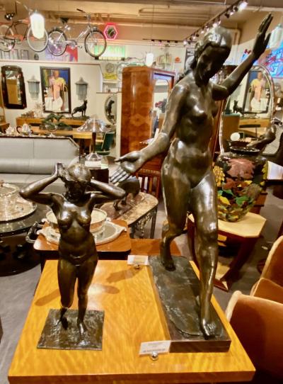 Marnix D Haveloose Art Deco Bronze Female Statue by Belgian Artist M DHaveloose