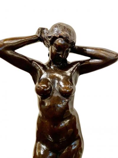 Marnix D Haveloose Art Deco Bronze Female Statue by Belgian Artist M DHaveloose