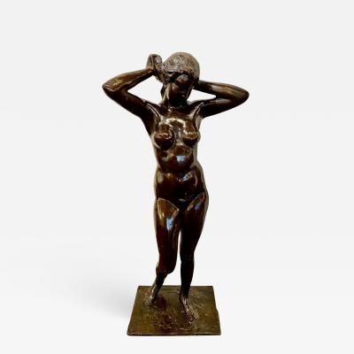 Marnix D Haveloose Art Deco Bronze Female Statue by Belgian Artist M DHaveloose