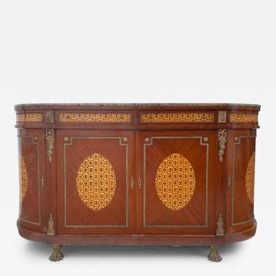 Marquetry Sideboard French Granite Inlay Bronze Mounts and Feet