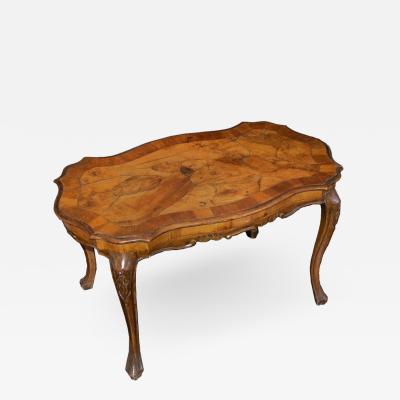 Marquetry Walnut Side Table