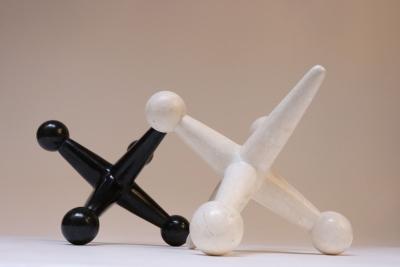 Marquis Collection of Beverly Hills Pair of Vintage Oversized Tessellated Stone Jax Jacks Sculptures or Bookends