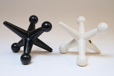 Marquis Collection of Beverly Hills Pair of Vintage Oversized Tessellated Stone Jax Jacks Sculptures or Bookends