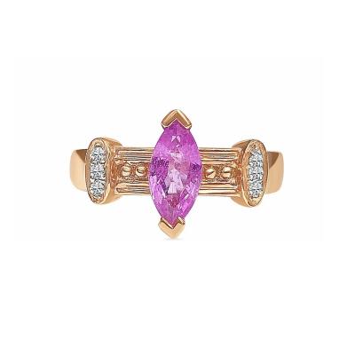 Marquise Cut Pink Sapphire in 14k Rose Gold Retro Style Ring