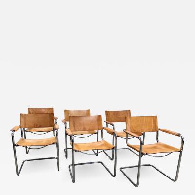 Mart Stam Mart Stam Six Italian Leather Armchairs 1950s