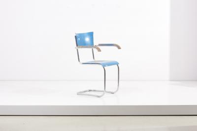 Mart Stam Set of 4 Blue Cantilever Chairs B43 by Mart Stam for Thonet Germany 1930s