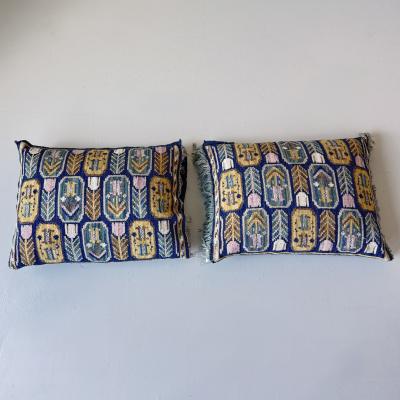 Marta Maas Fjetterstrom M rta M s Fjetterstr m pair of Medaljongerna cushions Sweden designed 1926