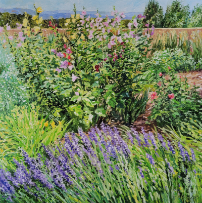 Martha Hughes Hollyhocks and Lavender 2024