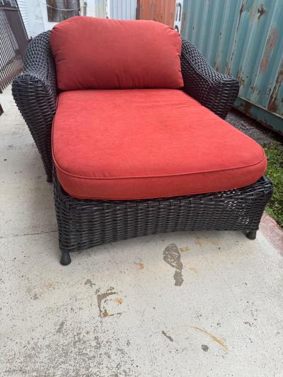 Martha Stewart Pair of Martha Stewart Wicker Lounge Chairs and Ottomans