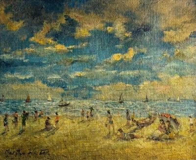 Martha Walter IMPRESSIONIST BEACH SCENE PAINTING AFTER MARTHA WALTER