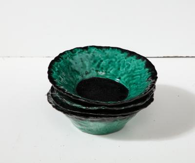 Marthe Delacroix Green Glazed Ceramic Bowl by Marthe Delacroix France c 1960