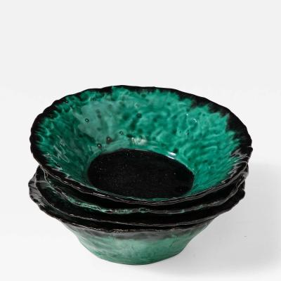 Marthe Delacroix Green Glazed Ceramic Bowl by Marthe Delacroix France c 1960