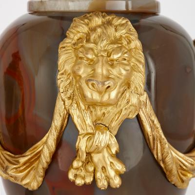 Martin Baffert Pair of French Louis XVI period gilt bronze and agate vases