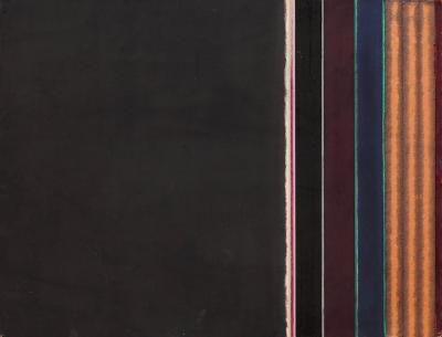 Martin Canin Untitled Black Rust Purple and Blue Color Field Oil Painting