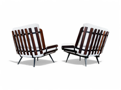 Martin Eisler Armchairs in Rosewood Boucle by Martin Eisler for Forma 1950s Lot 238 239