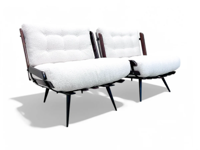 Martin Eisler Armchairs in Rosewood Boucle by Martin Eisler for Forma 1950s Lot 238 239