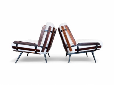Martin Eisler Armchairs in Rosewood Boucle by Martin Eisler for Forma 1950s Lot 238 239