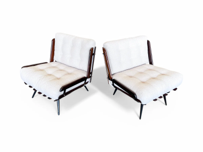 Martin Eisler Armchairs in Rosewood Boucle by Martin Eisler for Forma 1950s Lot 238 239