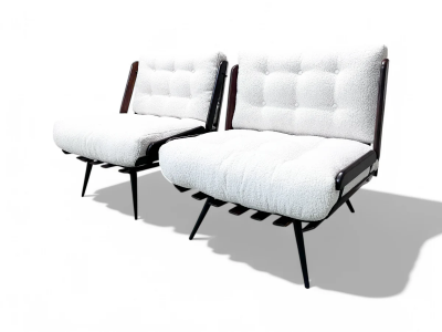 Martin Eisler Armchairs in Rosewood Boucle by Martin Eisler for Forma 1950s Lot 238 239