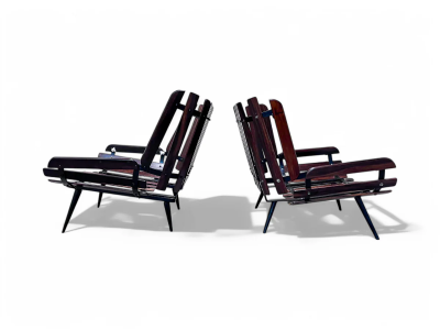Martin Eisler Armchairs in Rosewood Boucle by Martin Eisler for Forma 1950s Lot 238 239