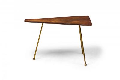 Martin Freedman 2 Piece Set of Mid Century American Polygonal Wood and Brass Nesting Tables
