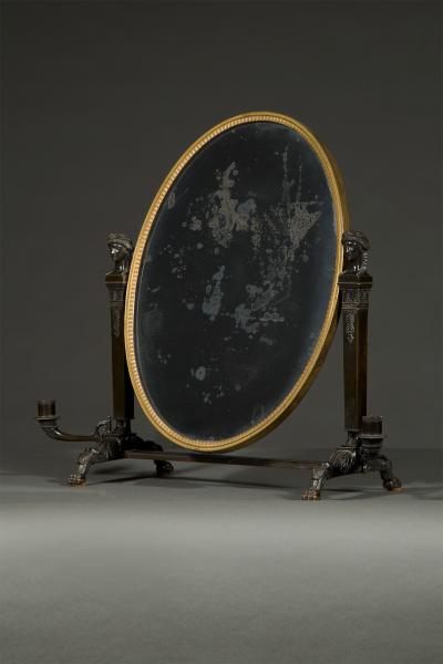 Martin Guillaume Biennais A Gilt and Patinated Bronze Psyche de Table Attributed to Martin Biennais