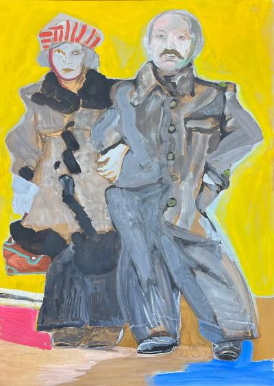 Martin Paul Lubner Modern Standing Couple Painting by Martin Lubner