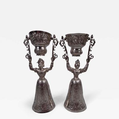 Martin Sugar Pair of Antique Neresheimer German Silver King Queen Wedding Cups