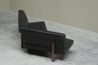 Martin Visser Martin Visser One Off Boomerang Sofa in Solid Weng Black Leather Netherlands