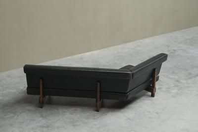 Martin Visser Martin Visser One Off Boomerang Sofa in Solid Weng Black Leather Netherlands
