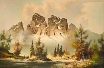 Martin Wijmer Martin Wijmer Landscape Misty Peaks Oil on Canvas