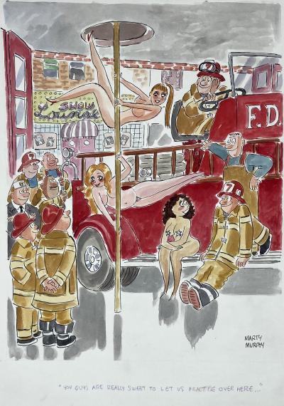 Marty Murphy Firemen on Fire Sweet To Let Us Practice Over Here Playboy Magazine