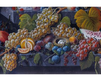 Mary Blood Mellen An Exceptional Two Tiered Fruit Still Life Oil Painting by Mary Mellen C 1850