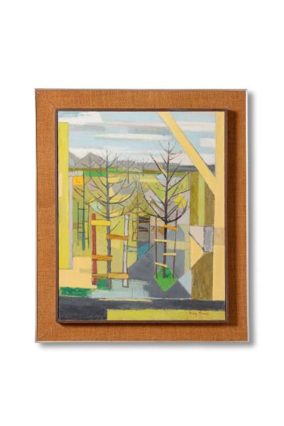 Mary Purser Mid Century Modern Landscape Painting Oil on Canvas
