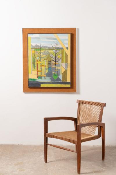 Mary Purser Mid Century Modern Landscape Painting Oil on Canvas