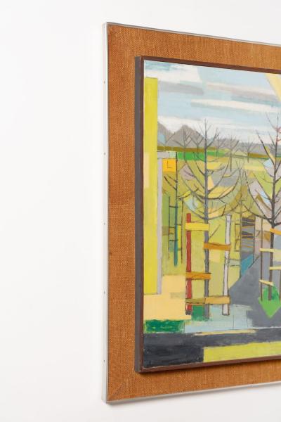 Mary Purser Mid Century Modern Landscape Painting Oil on Canvas