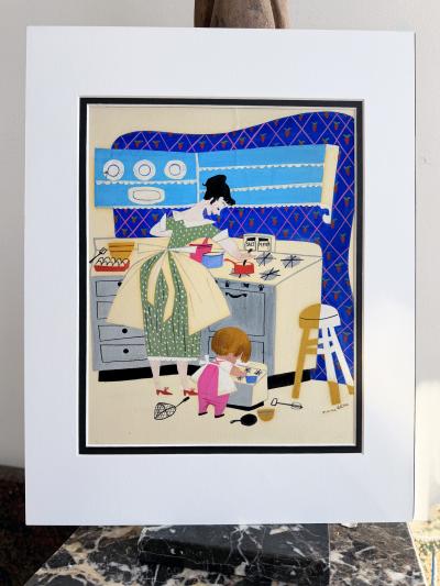 Mary Robinson Blair Babys House Kitchen Interior Woman Illustrator Mid Century