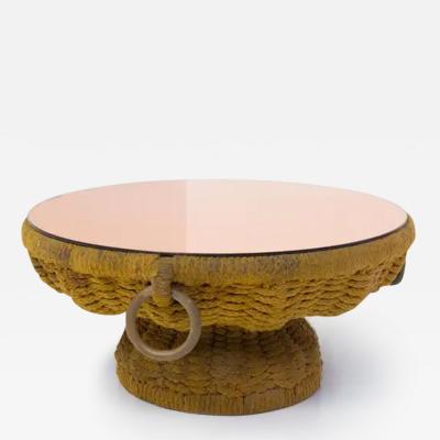 Marzio Cecchi Important Marzio Cecchi Coffee Table in Rope and Pink Mirror