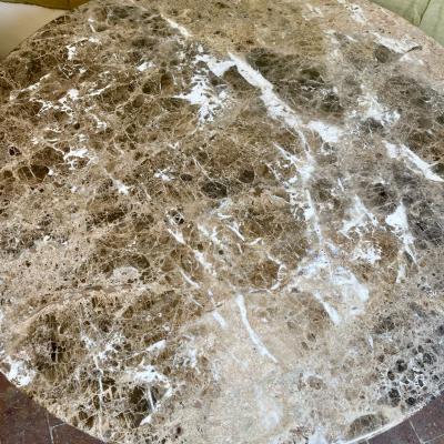 Marzio Cecchi Marzio Cecchi Chestnut Emperor Marble White Iron w Brass Details Round Table