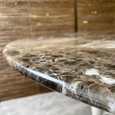 Marzio Cecchi Marzio Cecchi Chestnut Emperor Marble White Iron w Brass Details Round Table